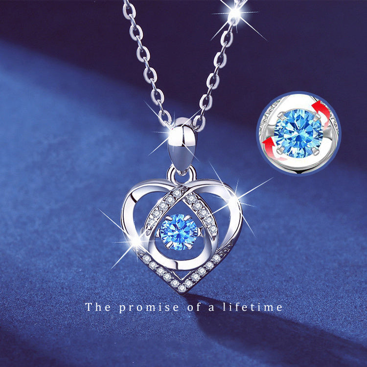 S925 Beating Heart Necklace with Rhinestone