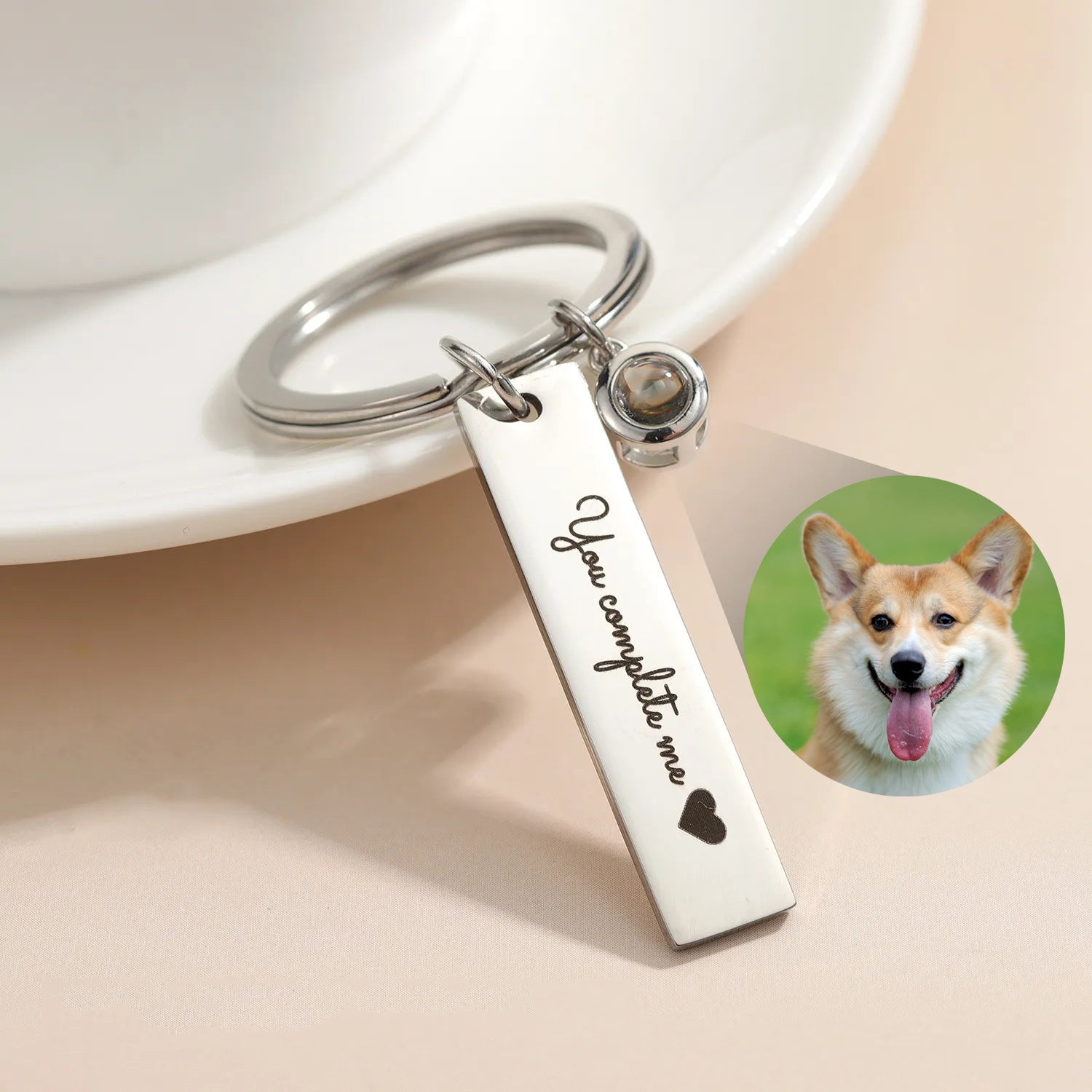 Color Photo Projection Keychain For Couples